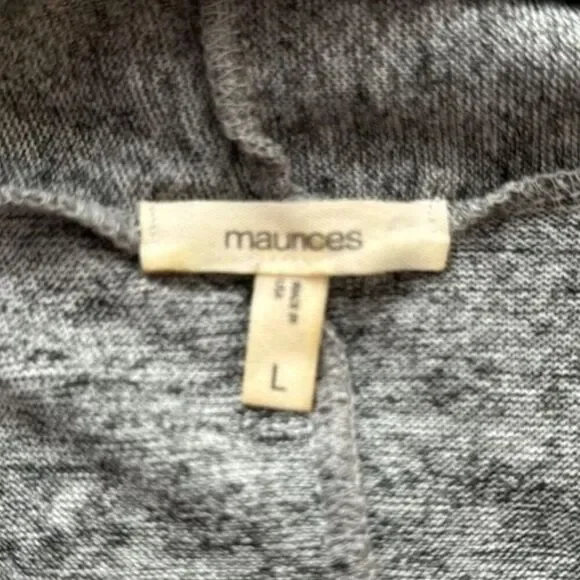 Maurices Drape Front Cardigan - Size Large, Gray/Black - Picture 6 of 7